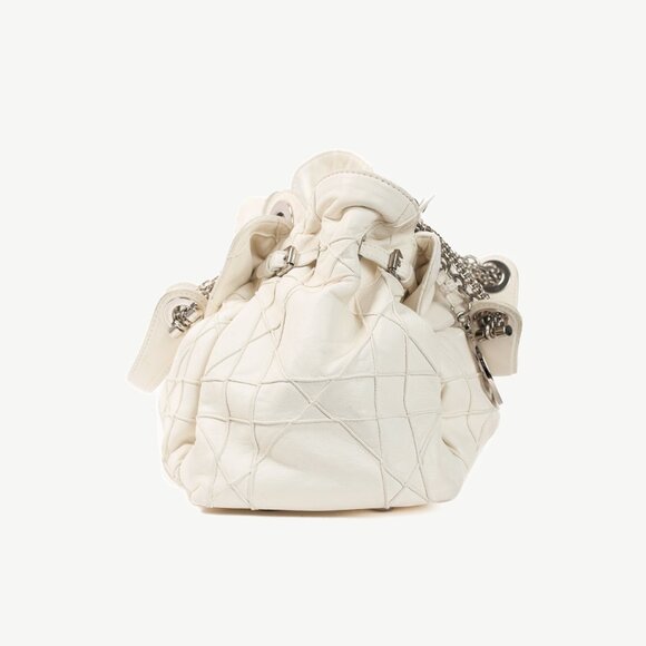 Christian Dior Le Trente White Cannage Leather Ruffle Tote - Picture 3 of 13